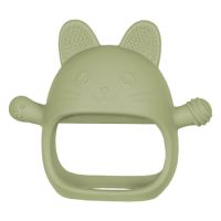 Jucarie pentru dentitie din silicon, Raw Green, Manusa Kitty, 3 luni+, Appekids