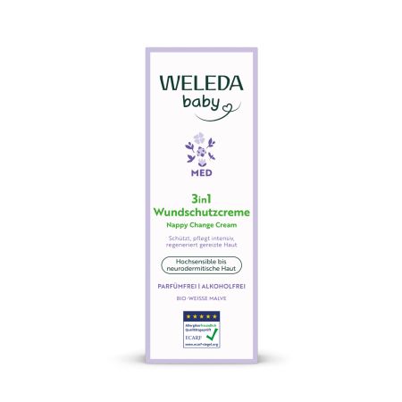 Crema pentru zona scutecului 3 in1 cu nalba alba Baby Derma, 50 ml, Weleda 731566