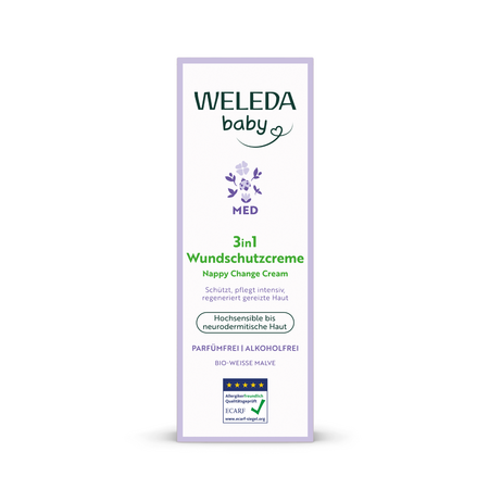 Crema pentru zona scutecului 3 in1 cu nalba alba Baby Derma, 50 ml, Weleda 731566