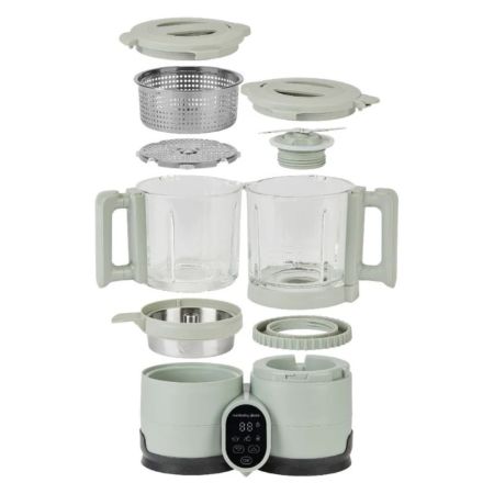 Robot multifunctional 4 in 1 din sticla si otel inoxidabil Nutribaby Glass, Celadon Green, Babymoov 731657