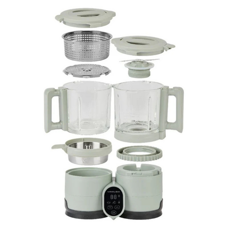 Robot multifunctional 4 in 1 din sticla si otel inoxidabil Nutribaby Glass, Celadon Green, Babymoov 731657