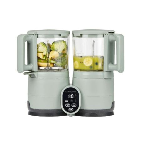 Robot multifunctional 4 in 1 din sticla si otel inoxidabil Nutribaby Glass, Celadon Green, Babymoov