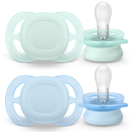 Suzete Ultra Start Philips Avent, Albastru-Verde, 0-2 luni, SCF075/12, 2 bucati, Philips 731608