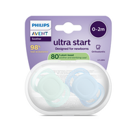Suzete Ultra Start Philips Avent, Albastru-Verde, 0-2 luni, SCF075/12, 2 bucati, Philips