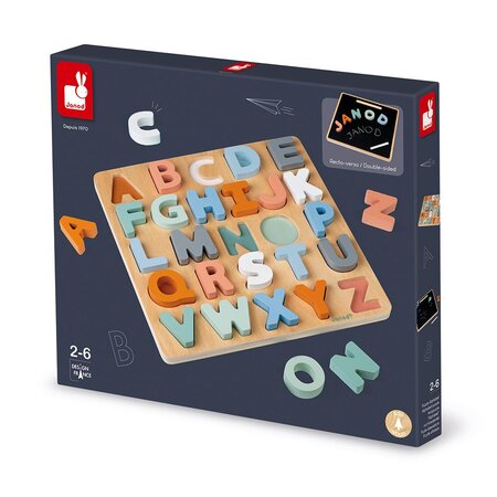 Puzzle alfabetic din lemn, 2 ani+, Janod 731788