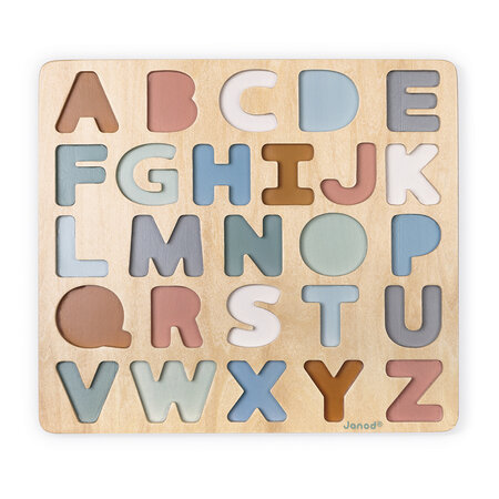 Puzzle alfabetic din lemn, 2 ani+, Janod 731795