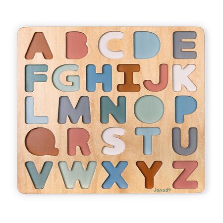 Puzzle alfabetic din lemn, 2 ani+, Janod 731789