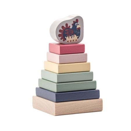 Jucarie din lemn Piramida 3, 18 luni+, Cubika