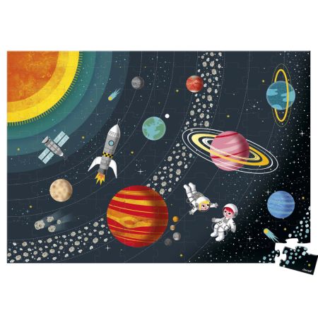Puzzle educativ, 100 piese, Sistemul solar, + 5 ani, Janod