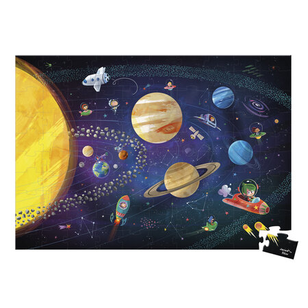 Puzzle educativ, 100 piese, Sistemul solar, + 5 ani, Janod 822646