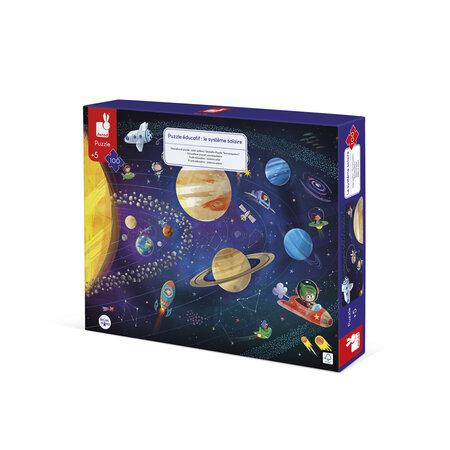 Puzzle educativ, 100 piese, Sistemul solar, + 5 ani, Janod 822651