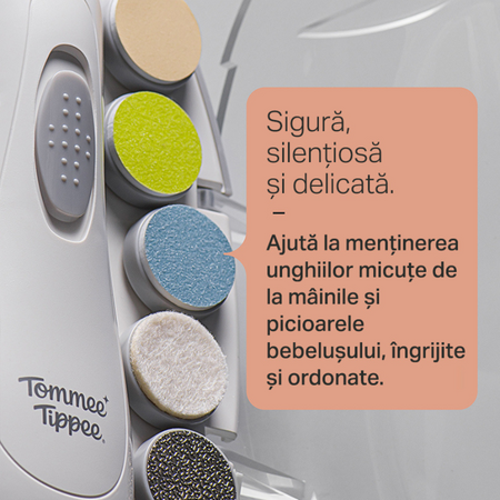 Pila electrica de unghii pentru bebelusi cu 6 capete de pilire, Tommee Tippee 794265
