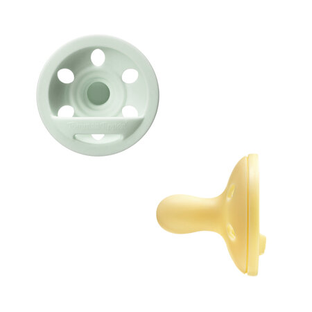 Suzeta ortodontica din silicon Breast Like Soother, Galben/Verde Mint, 0-6 luni, 2 bucati, Tommee Tippee 731915