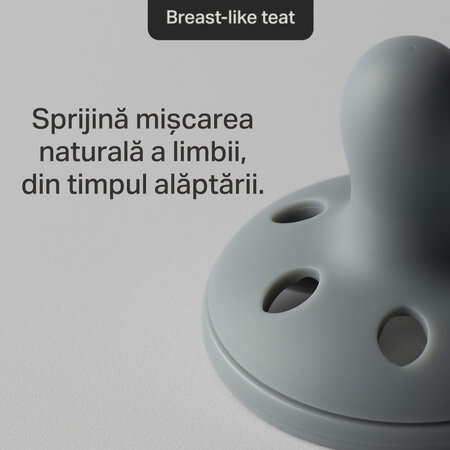 Suzeta ortodontica din silicon Breast Like Soother, Portocaliu/Blue, 6-18 luni, 2 bucati, Tommee Tippee 731979