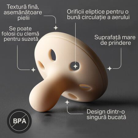Suzeta ortodontica din silicon Breast Like Soother, Portocaliu/Blue, 6-18 luni, 2 bucati, Tommee Tippee 731978