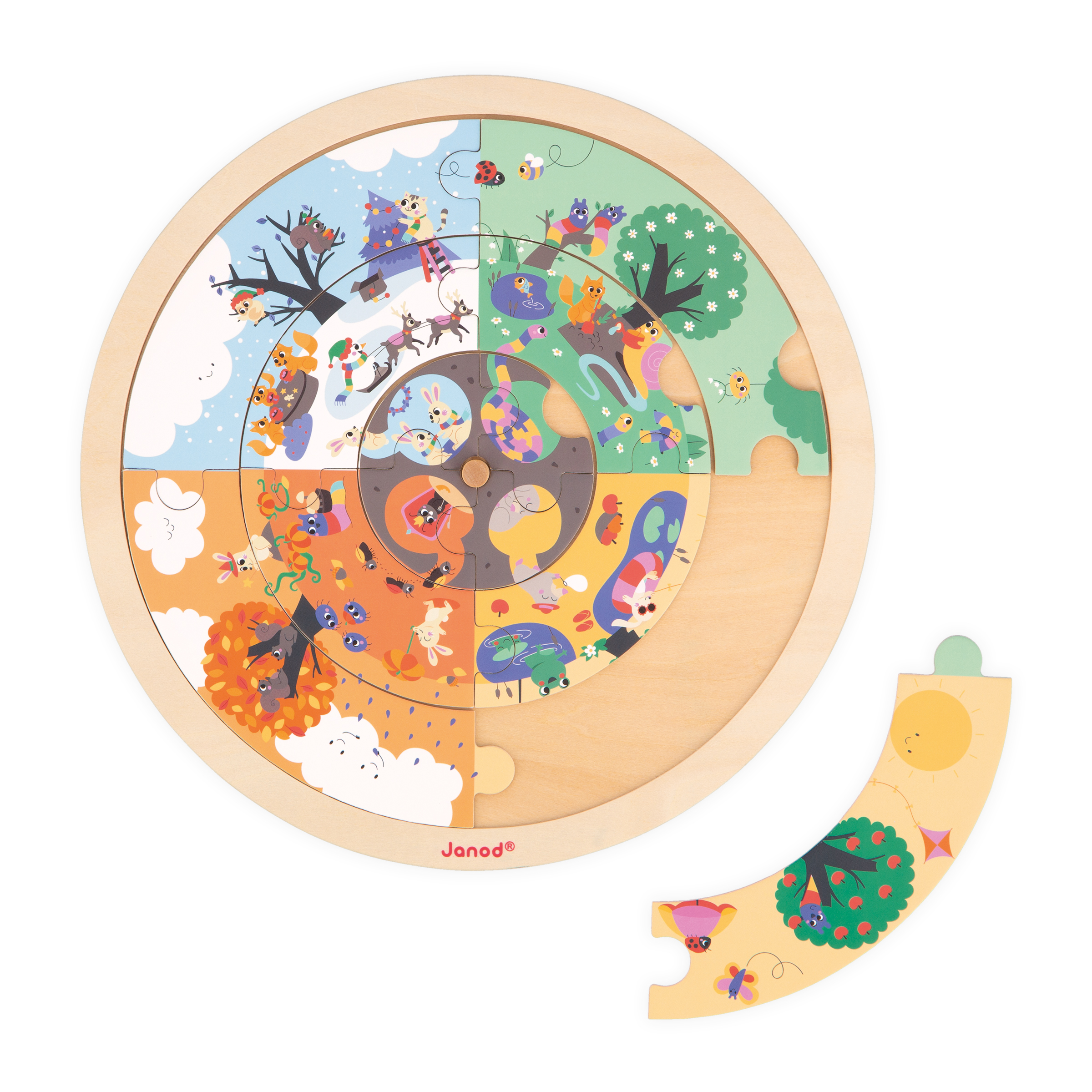 Puzzle rotund, Gradina, + 4 ani, Janod