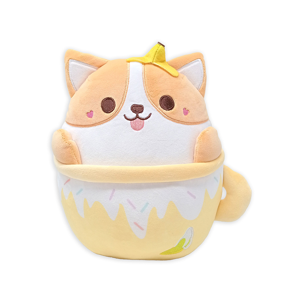 Jucarie plus Funny Mug, 25 cm, Pisica Banana, 0 luni+, Vyapara