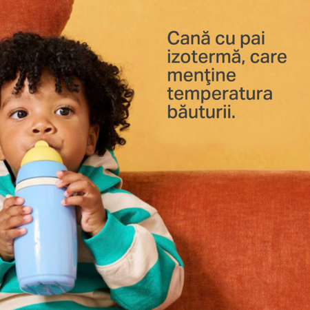 Cana cu pai izoterma rezistenta la scurgeri, Albastru, 12 luni+, TT0524, 266 ml, Tommee Tippee 732011