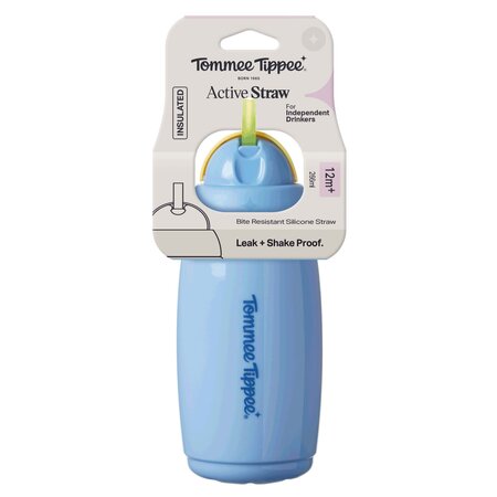 Cana cu pai izoterma rezistenta la scurgeri, Albastru, 12 luni+, TT0524, 266 ml, Tommee Tippee 732007