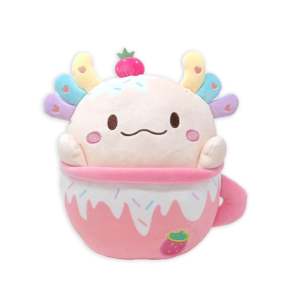 Jucarie plus Funny Mug, 25 cm, Axolot Capsuna, 0 luni+, Vyapara