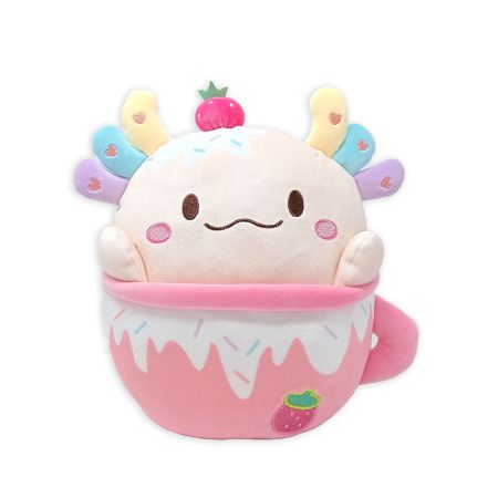 Jucarie plus Funny Mug, 25 cm, Axolot Capsuna, 0 luni+, Vyapara