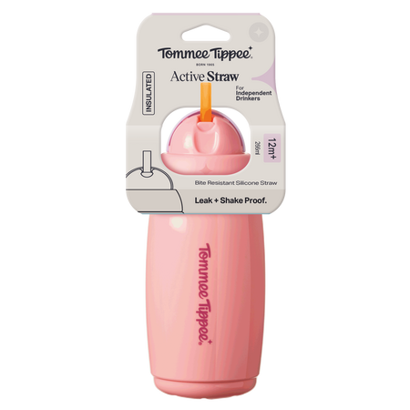Cana cu pai izoterma rezistenta la scurgeri, Roz, 12 luni+, TT0525, 266 ml, Tommee Tippee 732028