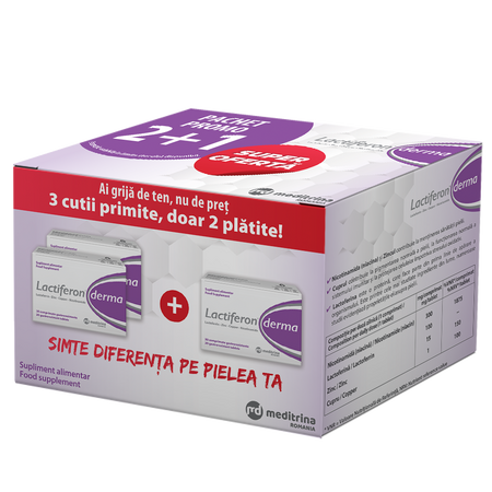 Pachet Lactiferon Derma, 3x30capsue, Meditrina 732296