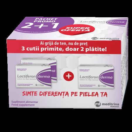 Pachet Lactiferon Derma 2+1, 3x30capsue, Meditrina