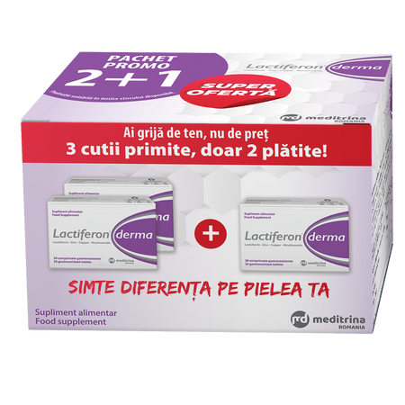 Pachet Lactiferon Derma 2+1, 3x30capsue, Meditrina