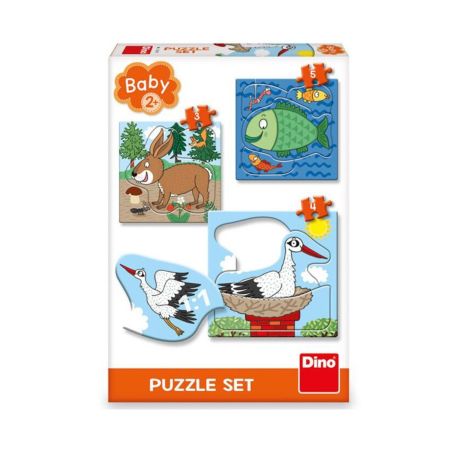 Set 3 puzzle Unde locuiesc animalele?, 2 ani+, Dino Toys