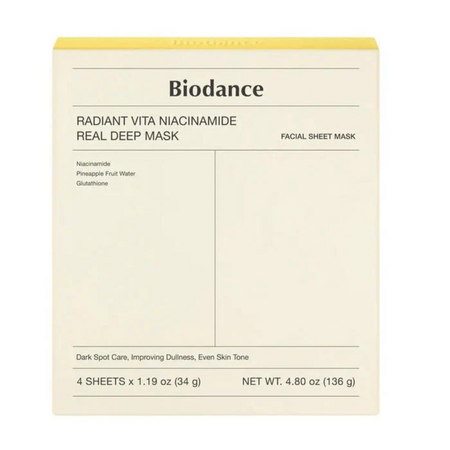 Set 4 masti pentru luminozitate cu niacinamide si glutationa, 4x34 g, Biodance