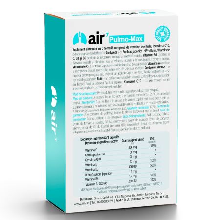 Pulmo-Max cu 7 substante active, 30 capsule, Air7 758333