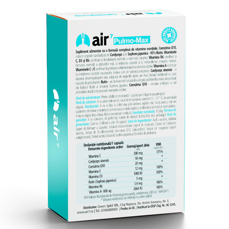 Pulmo-Max cu 7 substante active, 30 capsule, Air7 758333