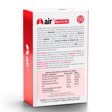 SportLife cu extract de Rhodiola, 30 tablete, Air7 758329