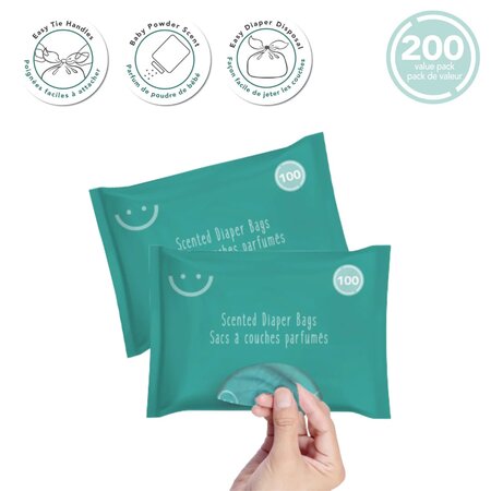 Pungi parfumate pentru scutece utilizate, 200 buc, BabyWorks 536305