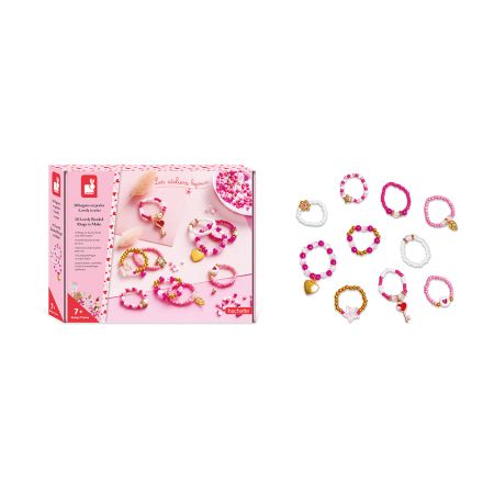 Set pentru creatie 10 inele cu margele, 7 ani+, Janod