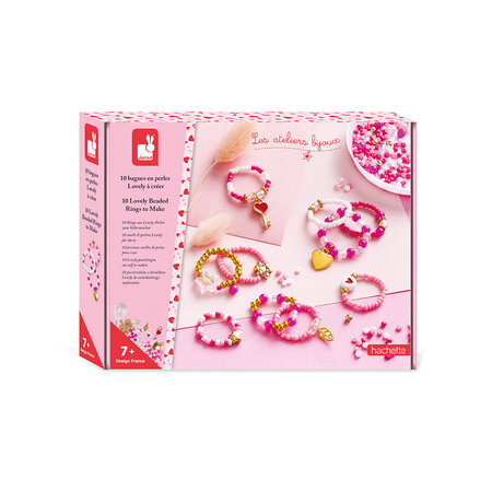Set pentru creatie 10 inele cu margele, 7 ani+, Janod 732497