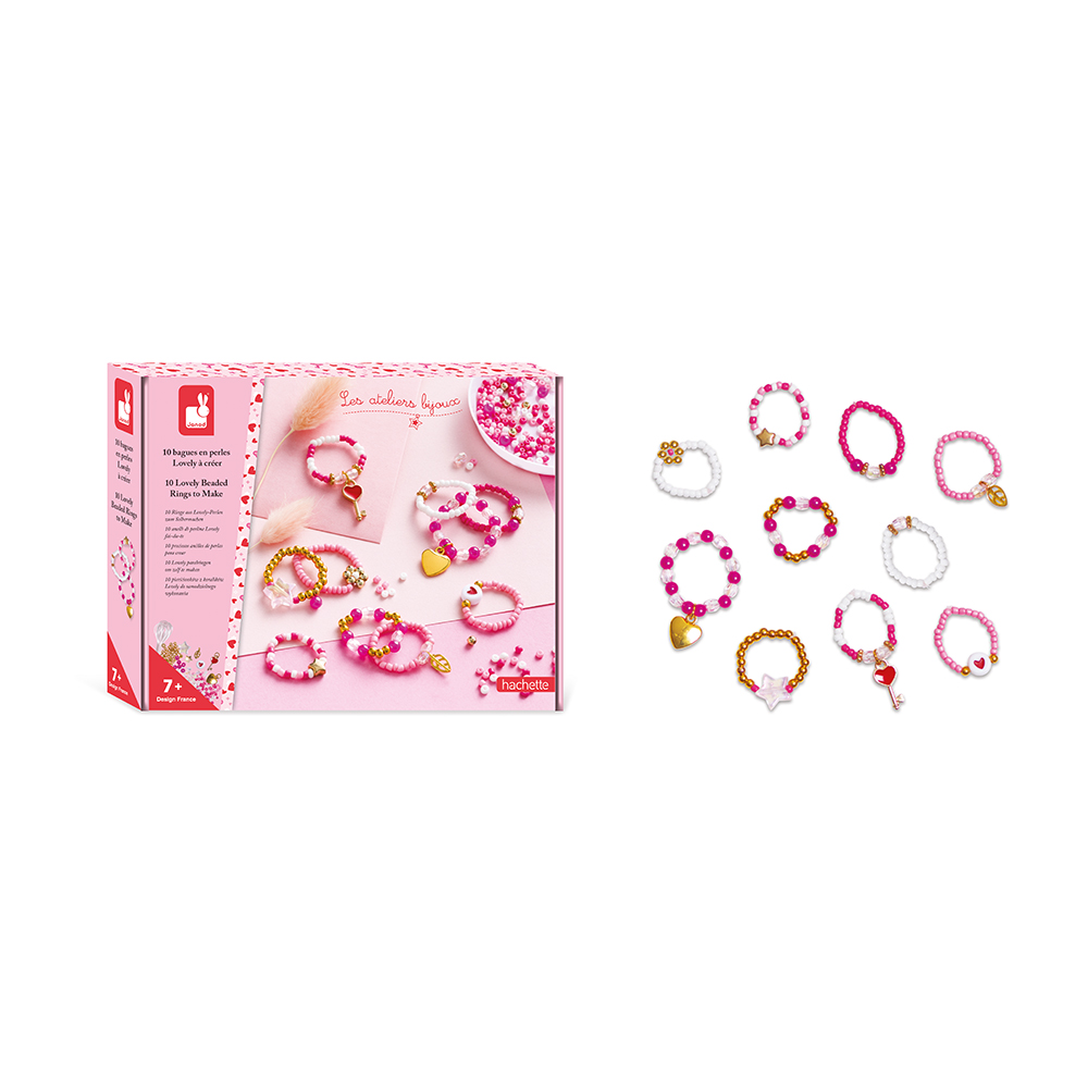 Set pentru creatie 10 inele cu margele, 7 ani+, Janod