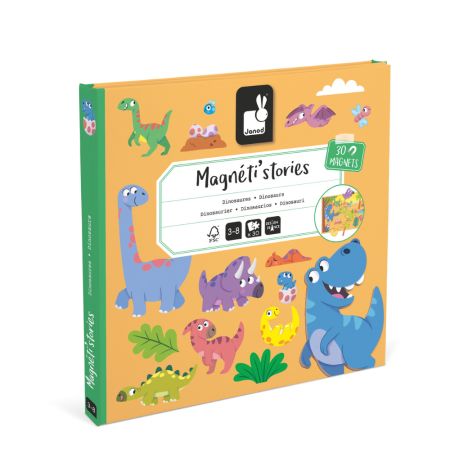 Set Plansa cu piese magnetice, Dinozauri, + 3 ani, Janod