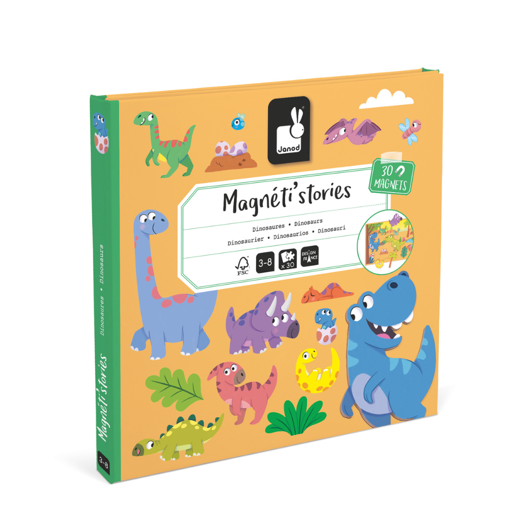 Set Plansa cu piese magnetice, Dinozauri, + 3 ani, Janod