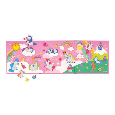 Set Plansa cu piese magnetice, Unicorni, + 3 ani, Janod 732569