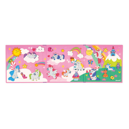 Set Plansa cu piese magnetice, Unicorni, + 3 ani, Janod 732571
