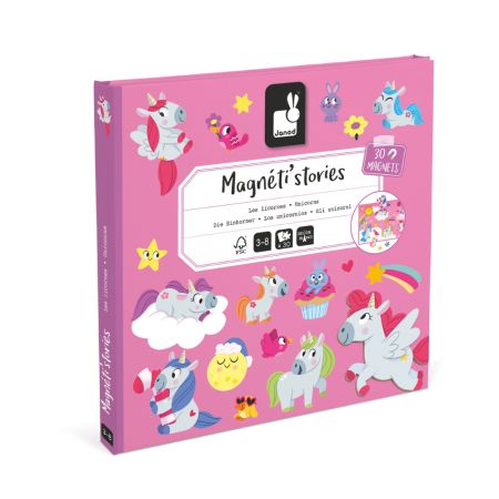 Set Plansa cu piese magnetice, Unicorni, + 3 ani, Janod
