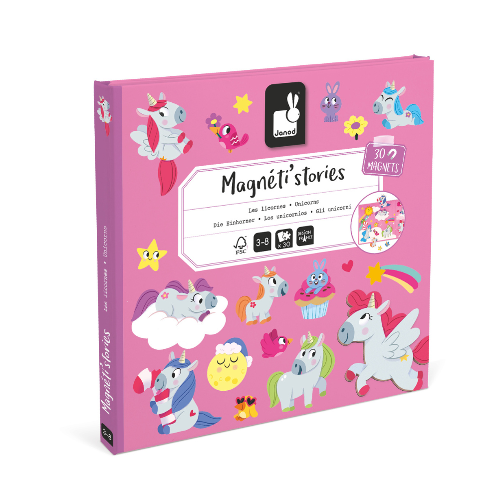 Set Plansa cu piese magnetice, Unicorni, + 3 ani, Janod