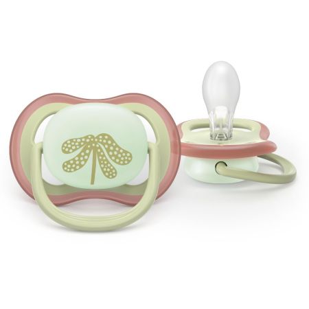 Suzete fosforescente Ultra Air, Plante, 6-18 luni, SCF376/31, 2 buc, Philips Avent 732621