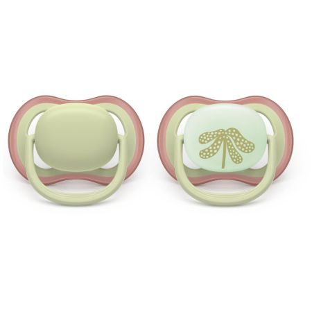 Suzete fosforescente Ultra Air, Verde, 6-18 luni, SCF087/18, 2 buc, Philips Avent 732637