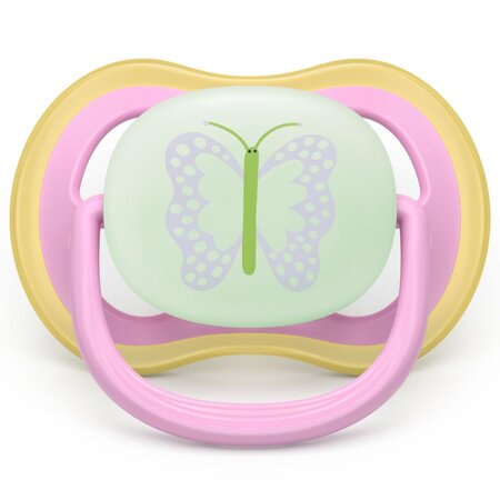 Suzete fosforescente Ultra Air, Pasare / Fluture, 6-18 luni, SCF376/29, 2 buc, Philips Avent 732646