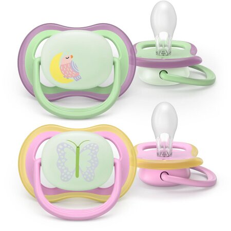 Suzete fosforescente Ultra Air, Pasare / Fluture, 6-18 luni, SCF376/29, 2 buc, Philips Avent 732642