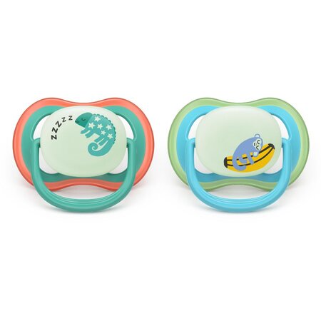 Suzete fosforescente Ultra Air, Somn, 6-18 luni, SCF376/28, 2 buc, Philips Avent 732655