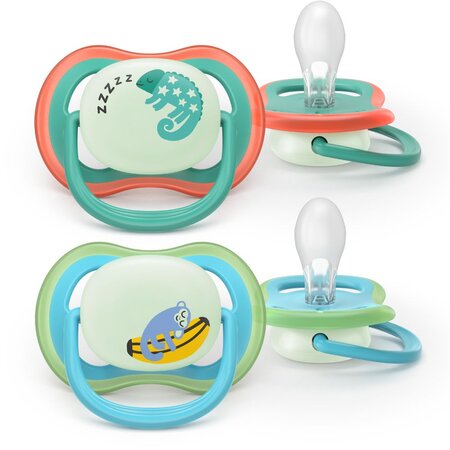 Suzete fosforescente Ultra Air, Somn, 6-18 luni, SCF376/28, 2 buc, Philips Avent 732654